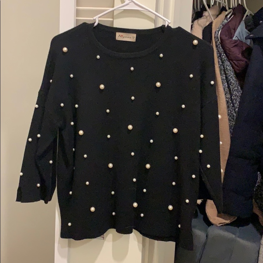 Cute sweater beaded with pearls!